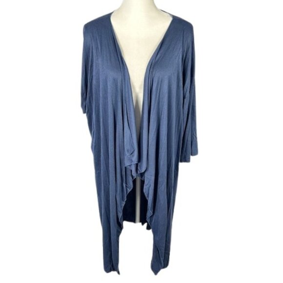 LuLaRoe Tops - LuLaRoe Shirley Open Front Ribbed Kimono Size Large Cardigan Solid Blue